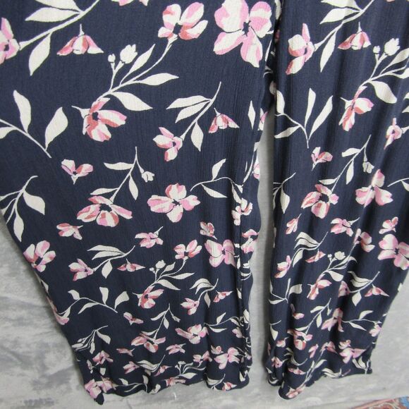 Billabong Fluttering Heart Jumpsuit Size L Blue Pink Floral Print Pockets V-Neck - Picture 4 of 12